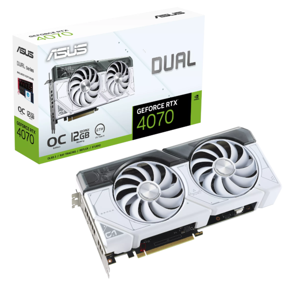 ASUS Dual GeForce RTX 4070 White OC 12GB GDDR6X 192-Bit Graphics Card