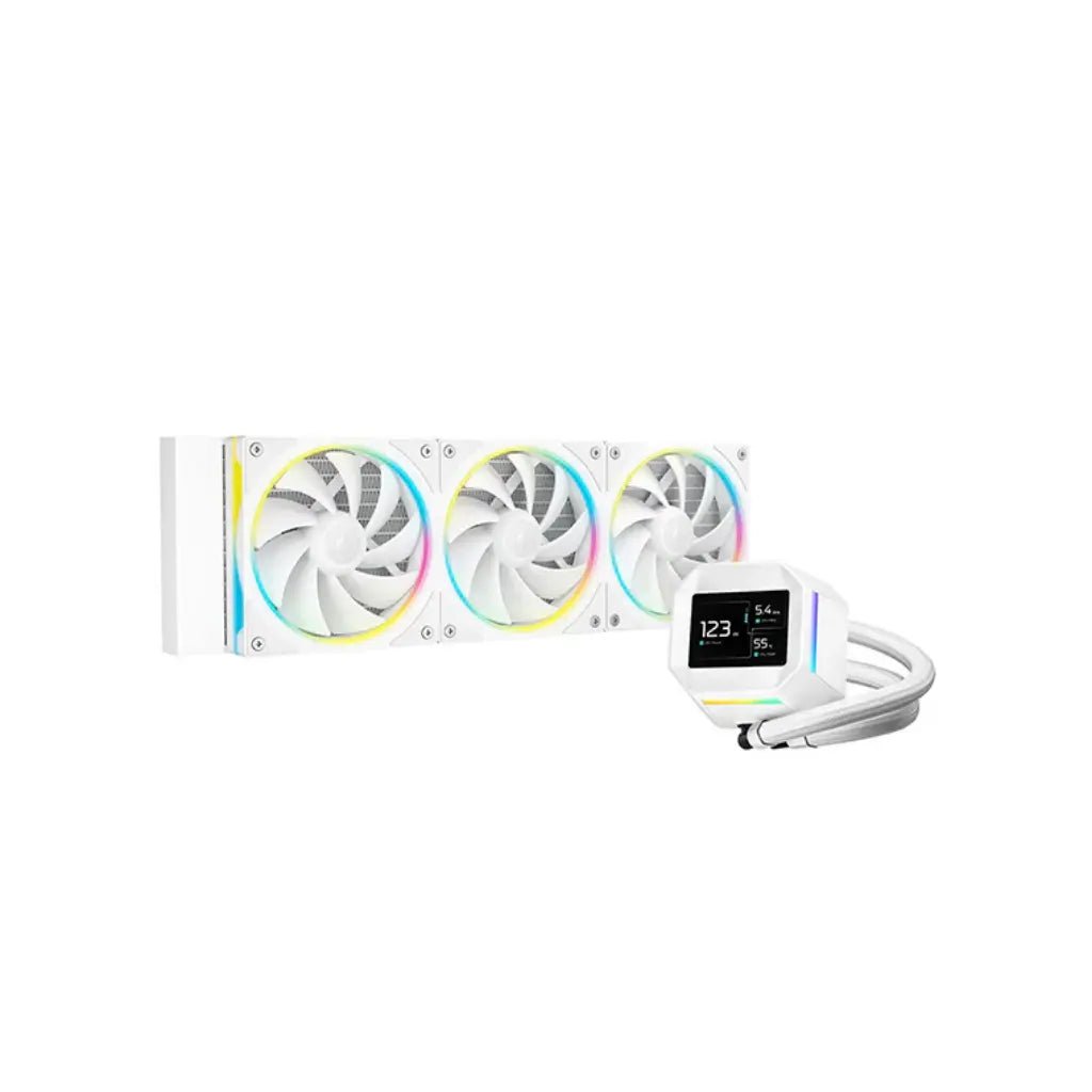 DeepCool LM360 360mm ARGB All-in-One Liquid CPU Cooler with 2.4-inch IPS LCD Display - White Edition