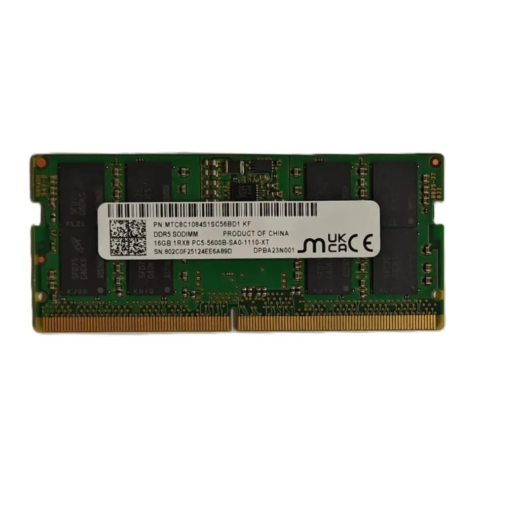 Micron 16GB DDR5 5600MHz CL46 262-Pin SODIMM Laptop Memory Module (Pulled)