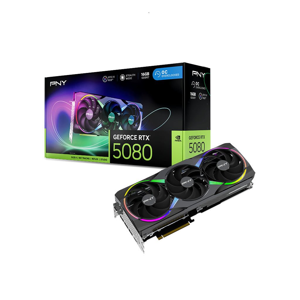 PNY GeForce RTX 5080 16GB ARGB EPIC-X RGB Overclocked GDDR7 Triple Fan GPU - Image 2