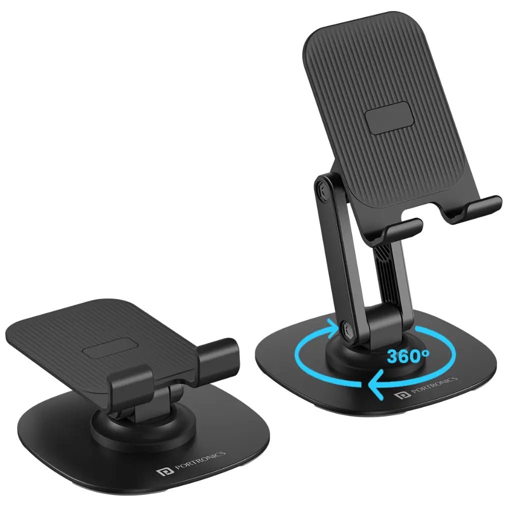 Portronics Mobot III Adjustable Mobile and Tablet Stand with 360-Degree Rotating Base