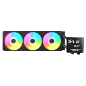 Cougar Poseidon Vistek Pro 360mm ARGB AIO Liquid CPU Cooler with 3.95-Inch IPS LCD Screen - Black