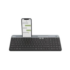 Logitech K580 Ultra-Slim Multi-Device Wireless Quiet Keyboard - Graphite, Compact Bluetooth & USB Receiver Connectivity