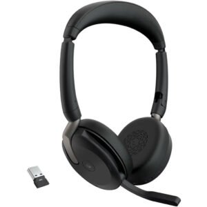Jabra Evolve2 65 Flex MS Wireless Headset with Active Noise Cancellation and USB-A Link 380A Adapter