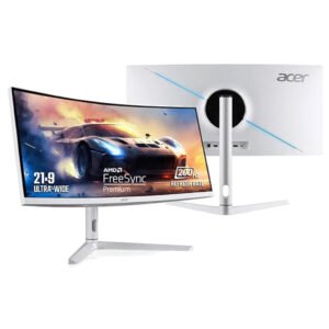 Acer XZ306CX 29.5-inch Ultrawide Curved Gaming Monitor, 2560x1080 Resolution, 200Hz Refresh Rate, 1ms Response Time - White