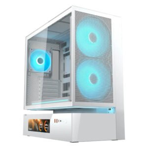 Cougar CFV235 Mesh Vision ATX Mid Tower PC Case, White, with Central Floating Ventilation and Dual 160mm ARGB PWM Fans