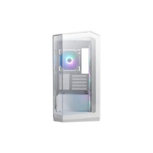 MSI MAG PANO M100R PZ Micro-ATX Tower PC Case, 270-Degree Panoramic Tempered Glass, Pre-installed ARGB Fans, White