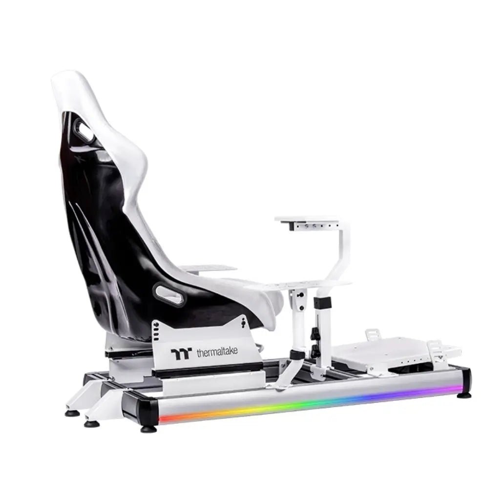 Thermaltake GF500 Snow White Aluminum Flight Simulator Cockpit with RGB Gaming Seat