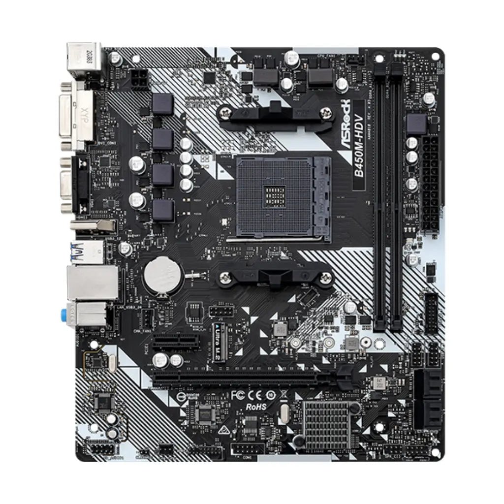 ASRock B450M-HDV R4.0 AMD B450 Socket AM4 DDR4 Micro ATX Motherboard
