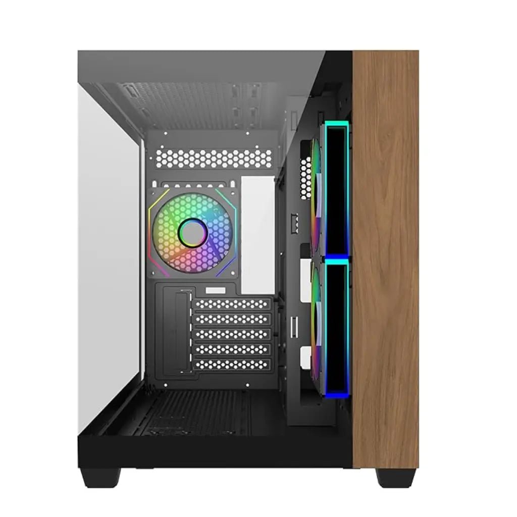 Cooler Master Elite 481 mATX Dual-Chamber PC Case with Natural Wood Front Panel