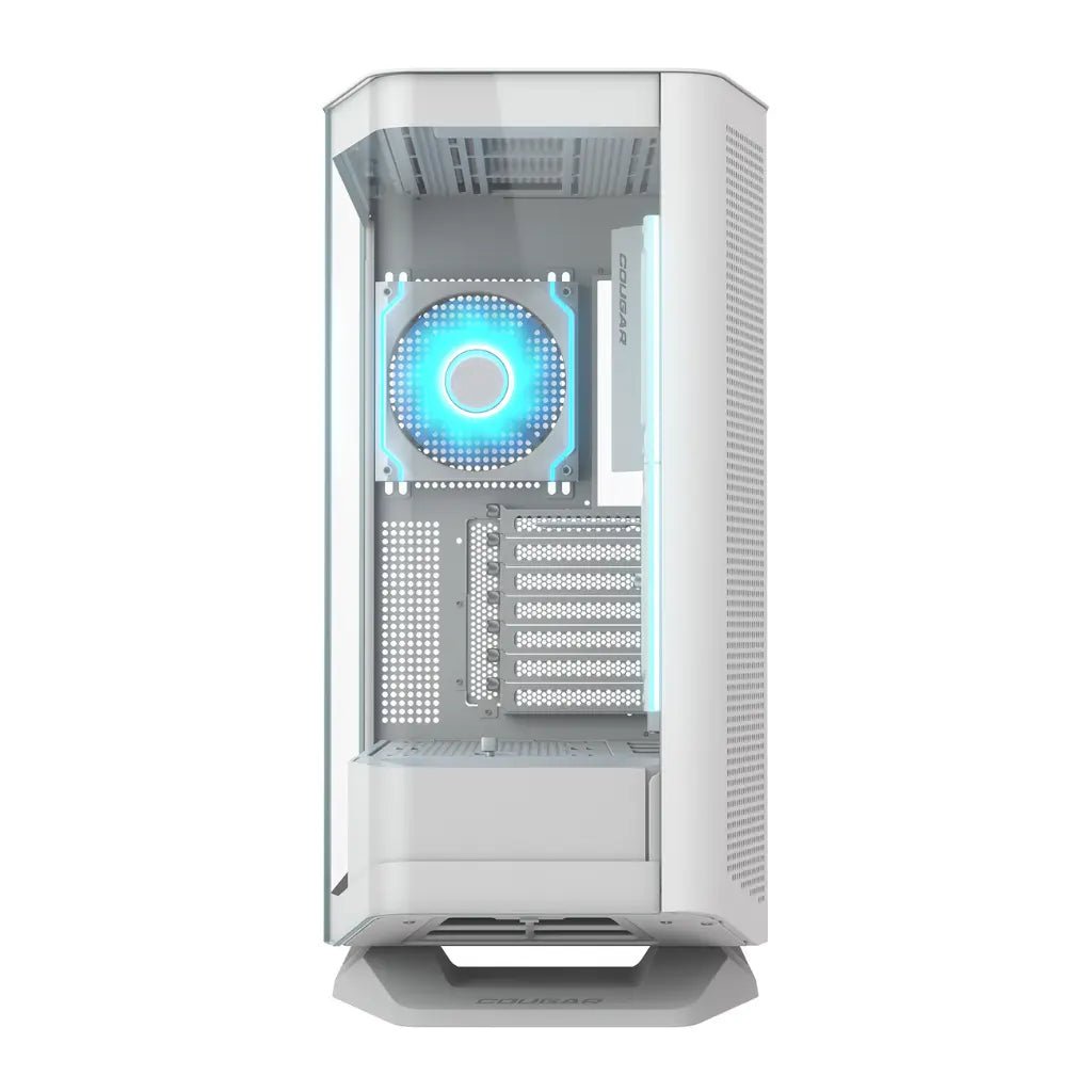 Cougar FV270 Premium Mid-Tower PC Case, E-ATX Support, Tempered Glass, Angled Airflow & ARGB Fans - White