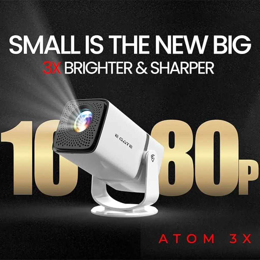Egate Atom 3X (E04i32) Smart Android Projector, Native 1080p Support 4K, Auto Keystone & Auto Focus