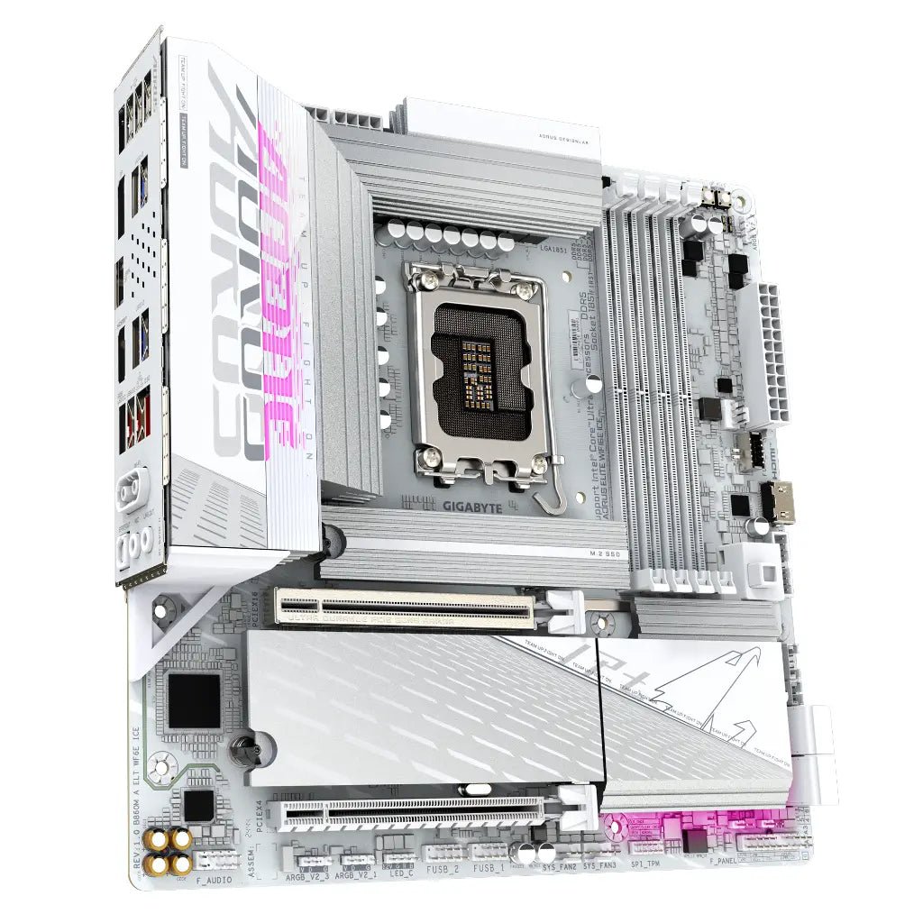 Gigabyte B860M AORUS ELITE WIFI6E ICE Intel B860 LGA1851 DDR5 Micro-ATX Motherboard - White Edition