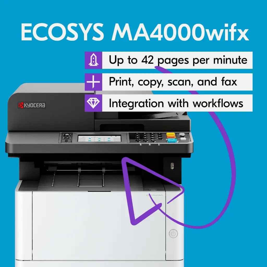 Kyocera ECOSYS MA4000wifx Wireless A4 Monochrome Multifunction Laser Printer with Duplex Printing and Fax
