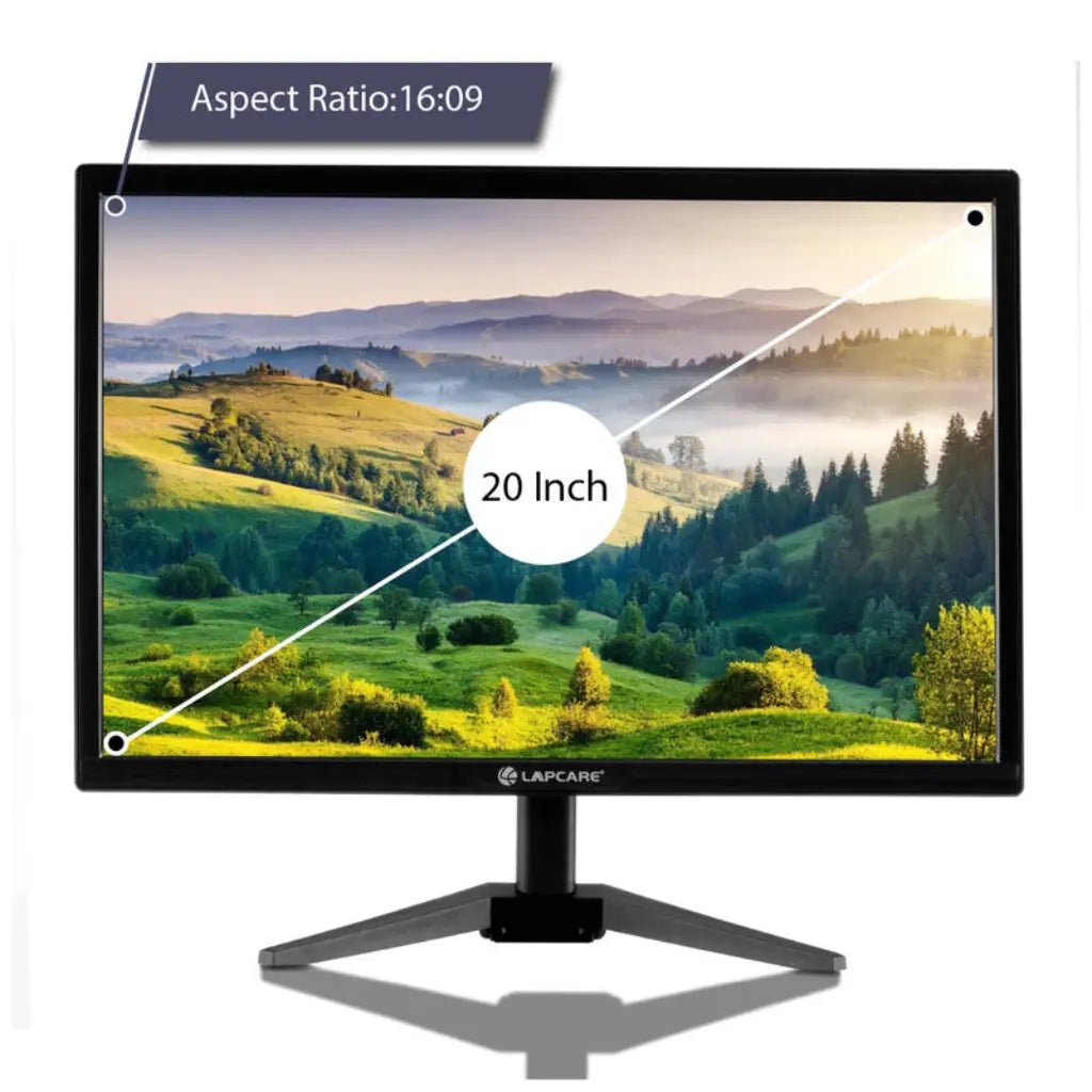 LAPCARE 20-inch HD LED Monitor, 1600x900 Resolution, 60Hz Refresh Rate, VGA & HDMI Inputs, Wall Mountable