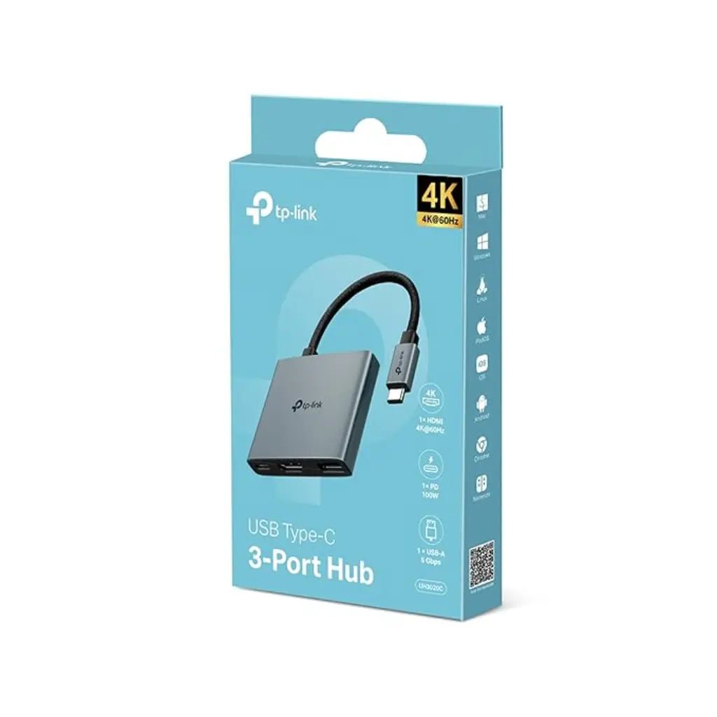 TP-Link UH3020C USB-C 3-in-1 Multiport Adapter with 4K HDMI, 100W Power Delivery, and USB-A 3.0