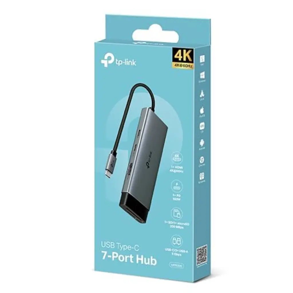TP-Link UH7020C 7-in-1 USB-C Hub with 4K 60Hz HDMI, 100W Power Delivery, USB 3.0, and SD/microSD Card Reader