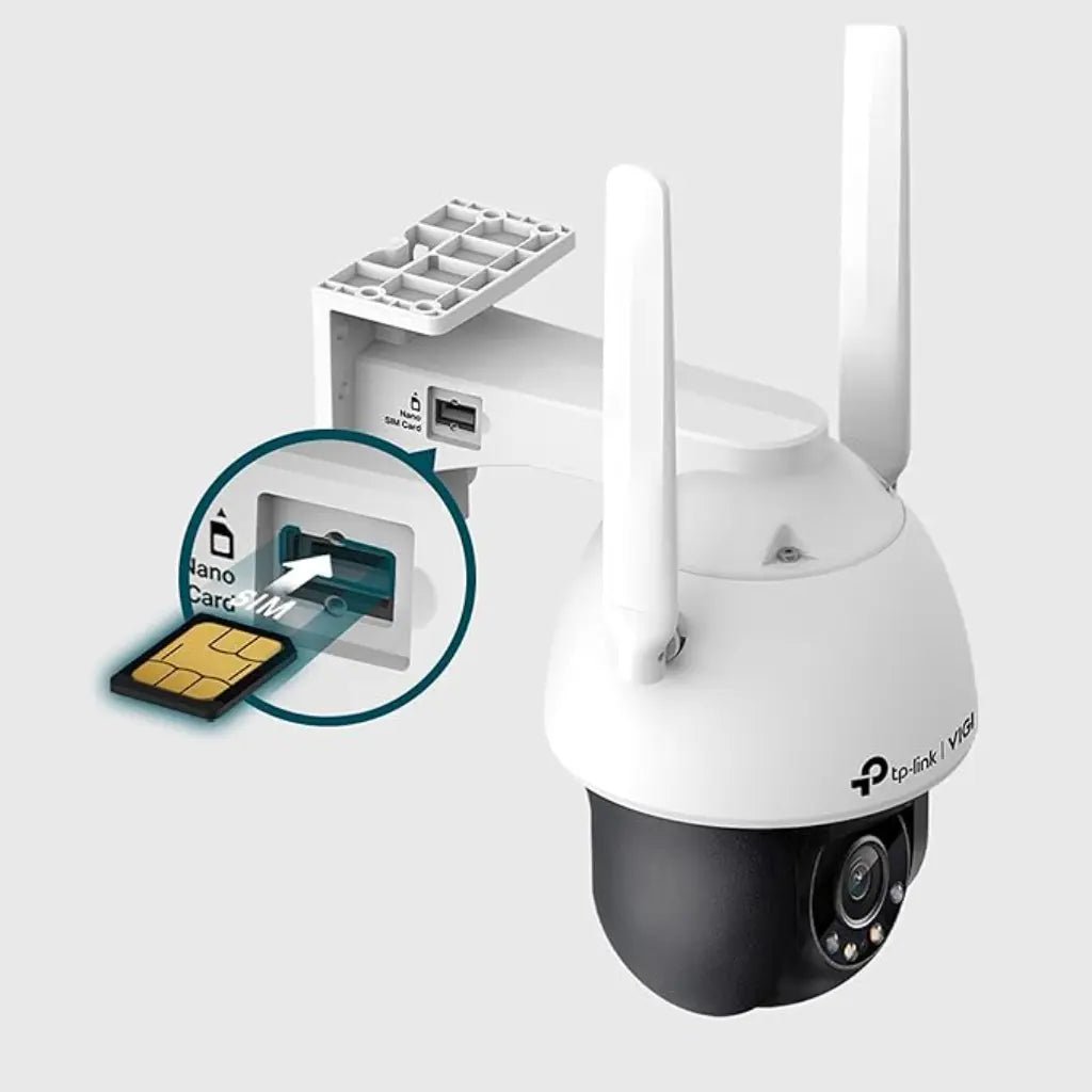 TP-Link VIGI C540-4G 4MP 4mm Pan/Tilt Outdoor 4G LTE Security Camera with Full-Color Night Vision, Auto Tracking, and Two-Way Audio