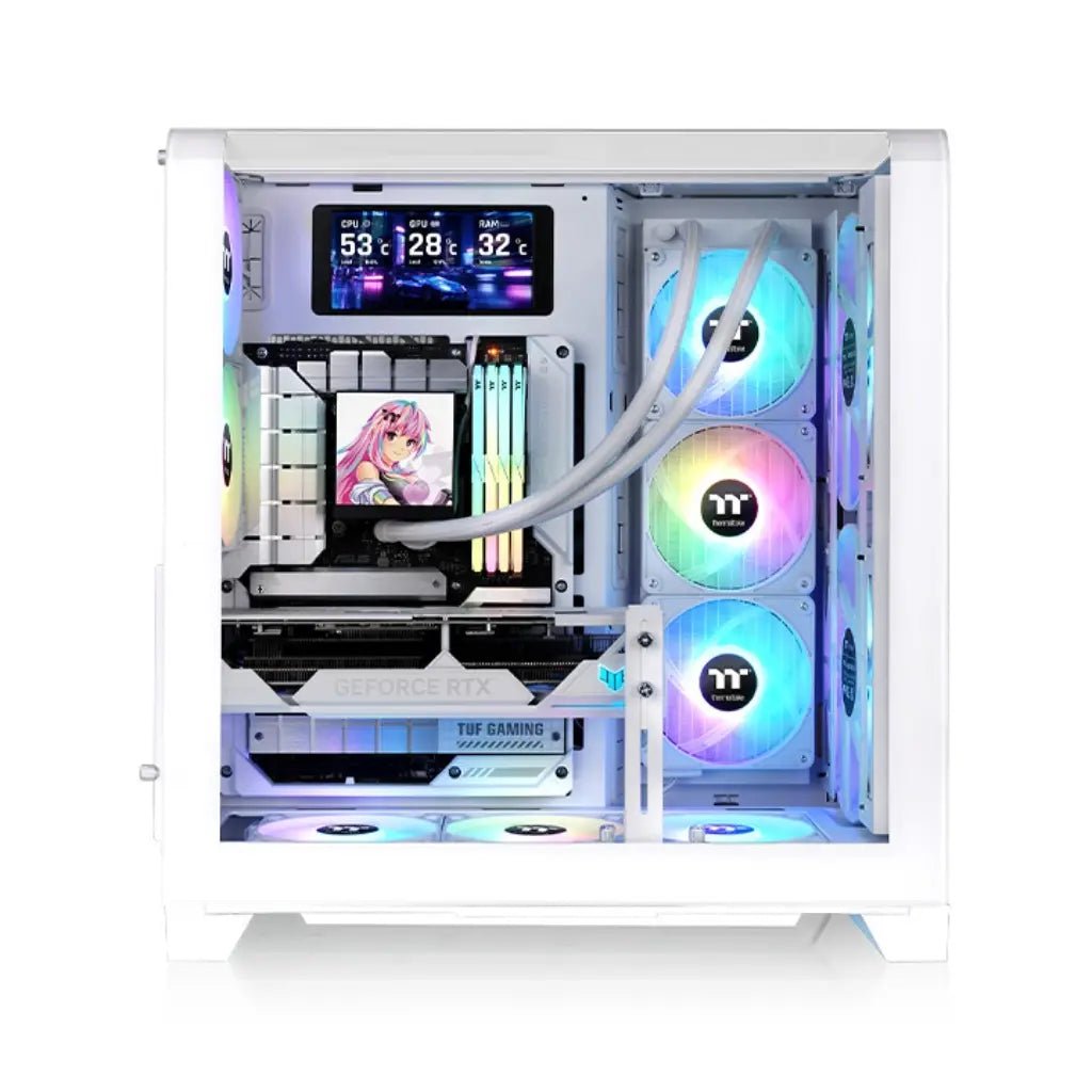 Thermaltake View 390 Air Snow ATX Mid Tower PC Case with Curved Tempered Glass and High-Airflow Mesh Front Panel