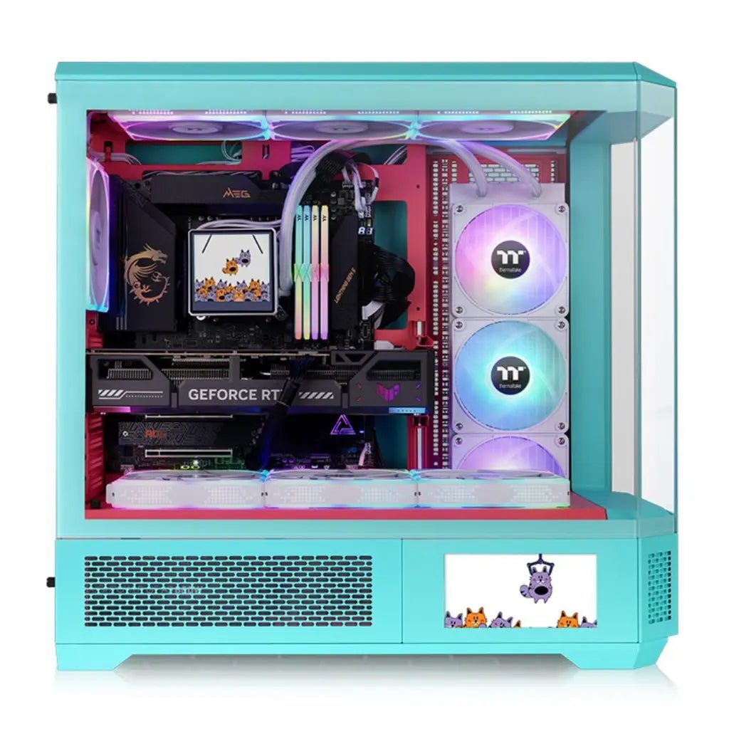 Thermaltake View 600 TG E-ATX Full Tower PC Case with 4 Tempered Glass Panels - Mint Strawberry Edition