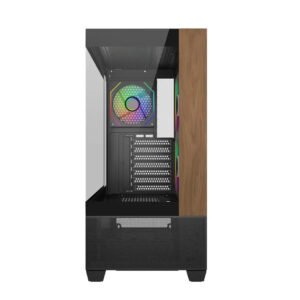 Cooler Master Elite 690 ARGB Mid-Tower PC Case with Real Wood Front Panel - Black