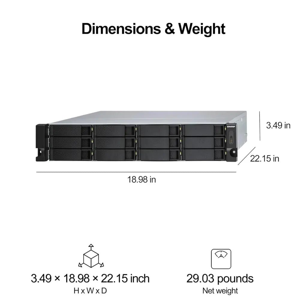 QNAP TL-R1200S-RP 12-Bay 2U Rackmount SATA 6Gb/s JBOD Storage Enclosure with Redundant Power Supply