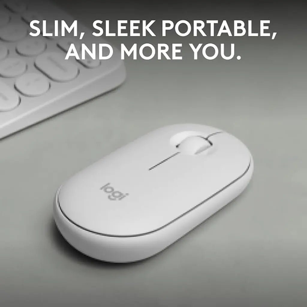 Logitech Pebble Mouse 2 M350s Slim Multi-Device Bluetooth Wireless Mouse - Tonal White