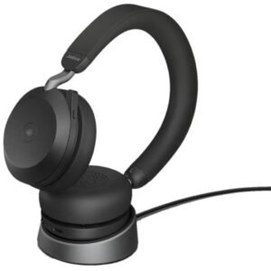 Jabra Evolve2 75 MS Stereo Wireless Bluetooth Headset with Advanced Active Noise Cancellation and USB-C Charging Stand