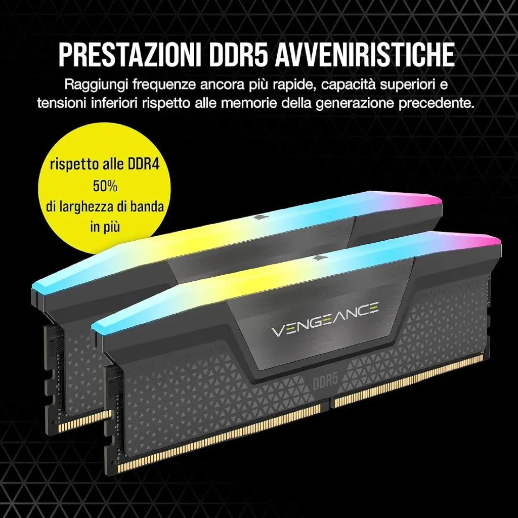 Corsair Vengeance RGB 96GB (2x48GB) DDR5 6000MHz CL36 High-Performance Gaming Desktop Memory Kit