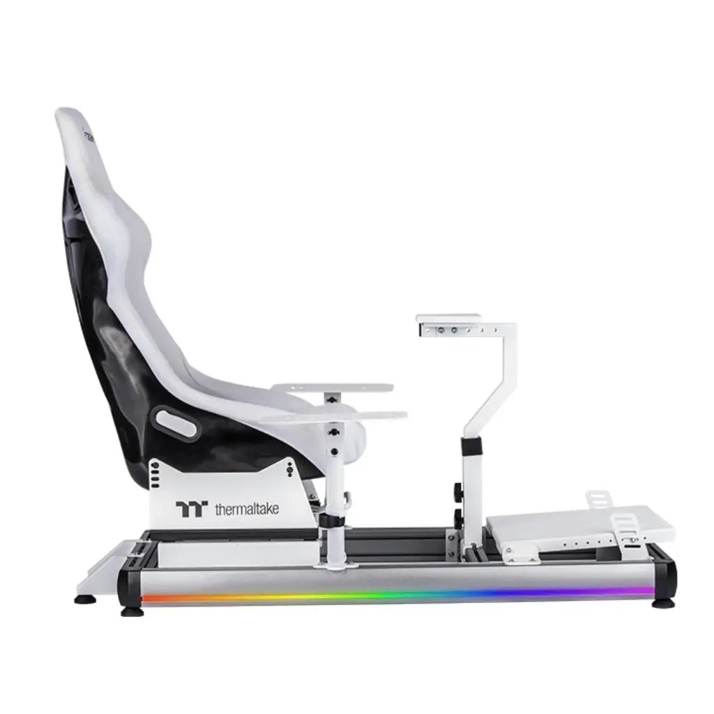 Thermaltake GF500 Snow White Aluminum Flight Simulator Cockpit with RGB Gaming Seat