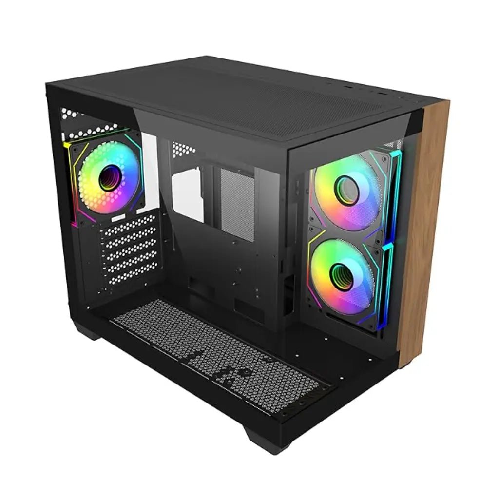 Cooler Master Elite 481 mATX Dual-Chamber PC Case with Natural Wood Front Panel