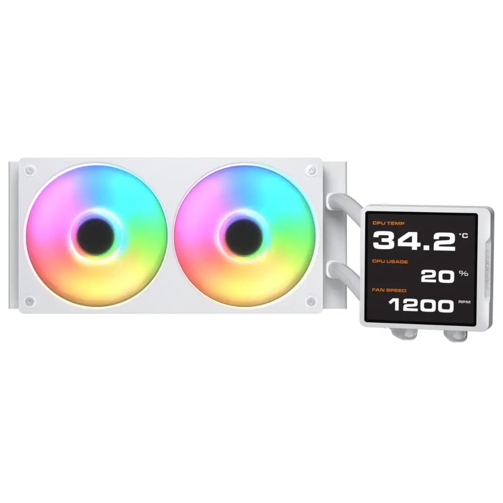 Cougar Poseidon Vistek Pro 360mm ARGB AIO Liquid CPU Cooler with 3.95-Inch IPS LCD Screen - White Edition