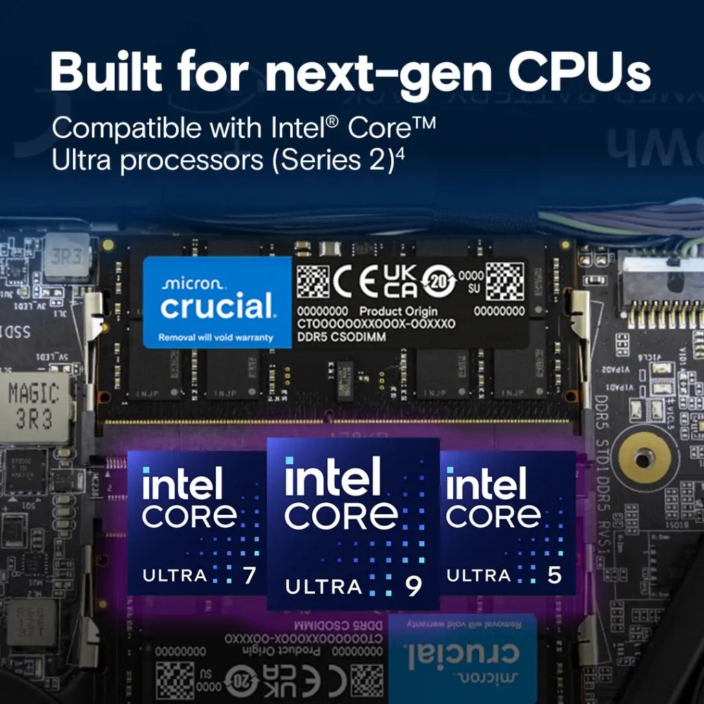 Crucial 16GB DDR5 6400MHz CL52 262-Pin SODIMM Laptop Memory Module