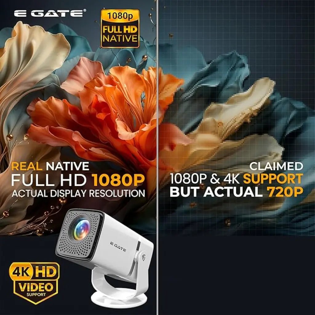 Egate Atom 3X (E04i32) Smart Android Projector, Native 1080p Support 4K, Auto Keystone & Auto Focus