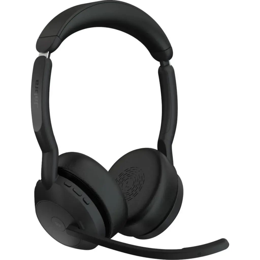 Jabra Evolve2 55 MS Stereo Wireless Bluetooth Headset with Charging Stand - Professional Noise-Canceling Office Headphones