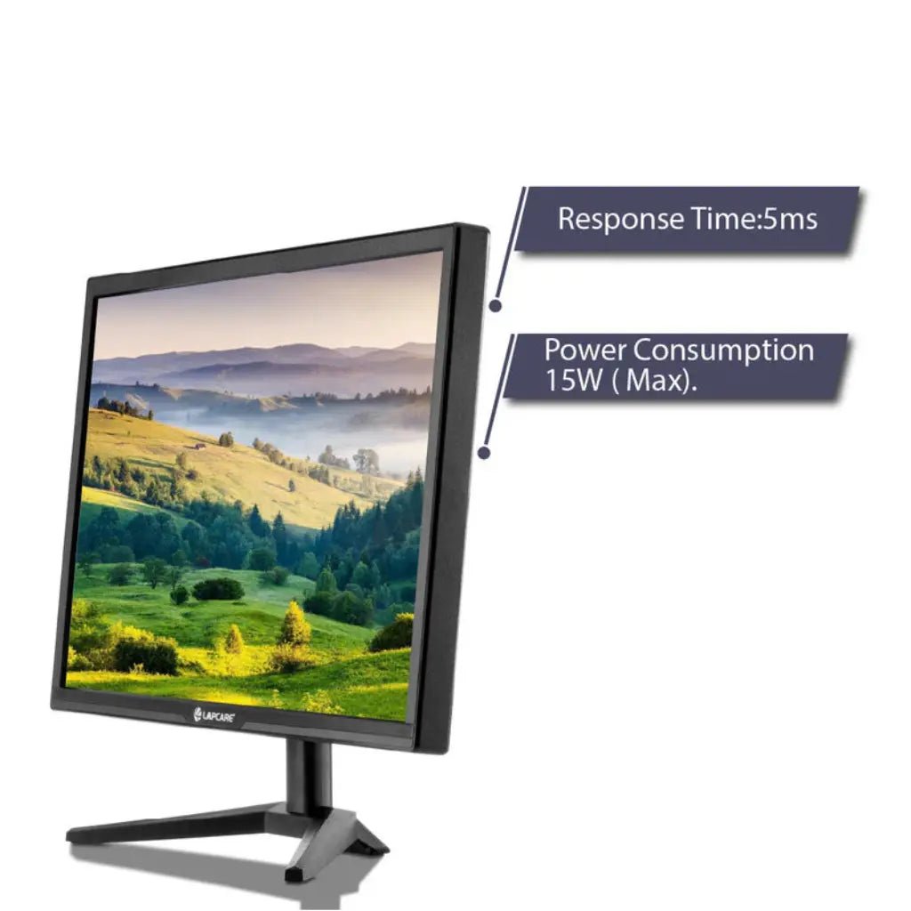 LAPCARE 20-inch HD LED Monitor, 1600x900 Resolution, 60Hz Refresh Rate, VGA & HDMI Inputs, Wall Mountable