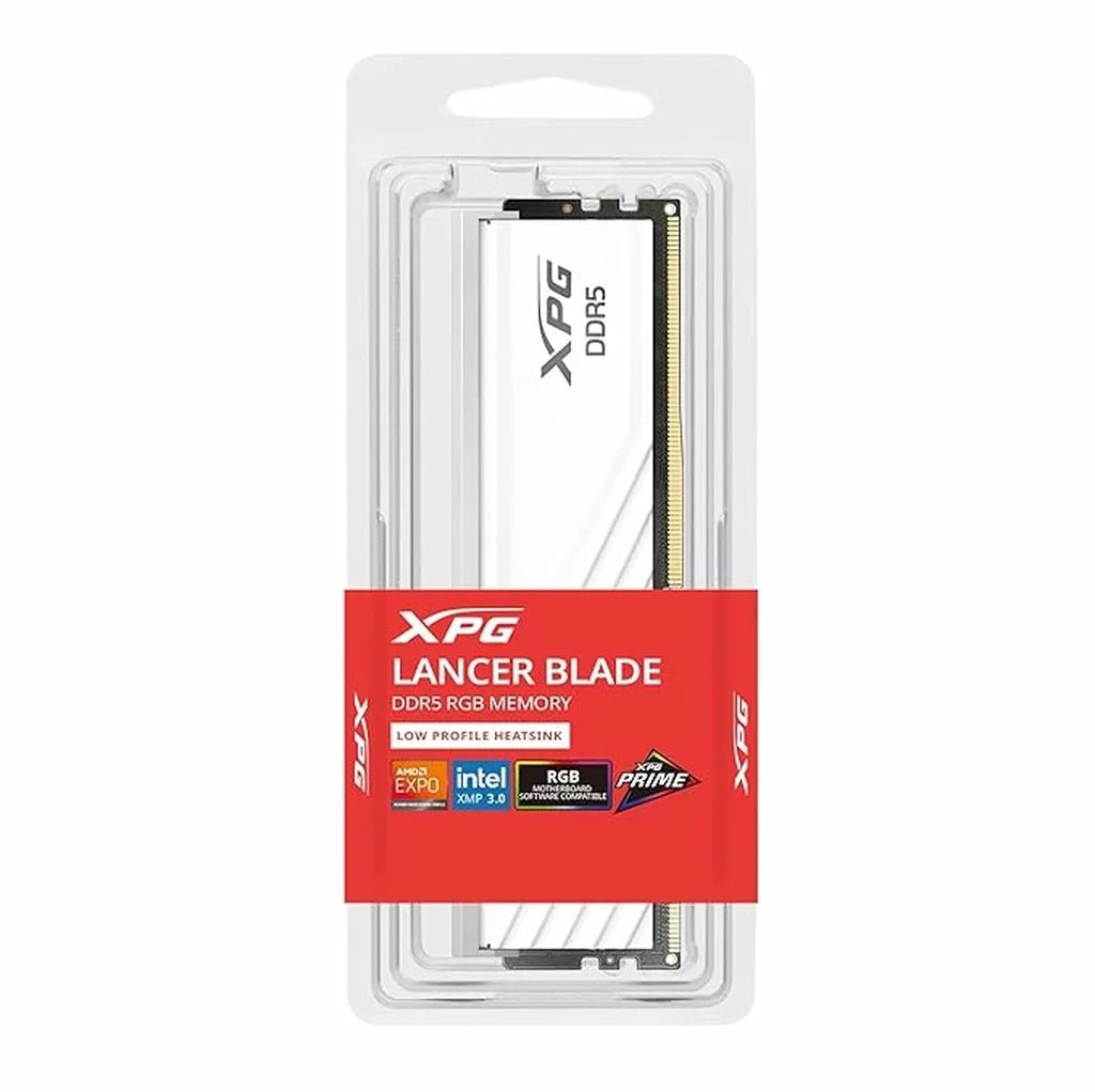 XPG LANCER BLADE RGB 16GB (1x16GB) DDR5 6000MHz CL36 Low-Profile Gaming Desktop RAM - White - Intel XMP 3.0 & AMD EXPO Ready