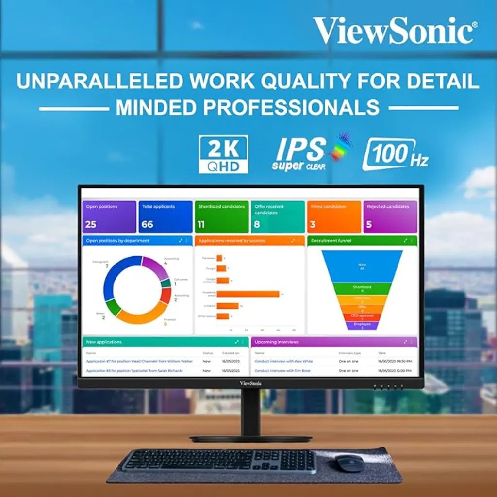 ViewSonic VG2709U-2K 27-inch QHD IPS 100Hz USB-C Ergonomic Docking Monitor with Built-in Speakers