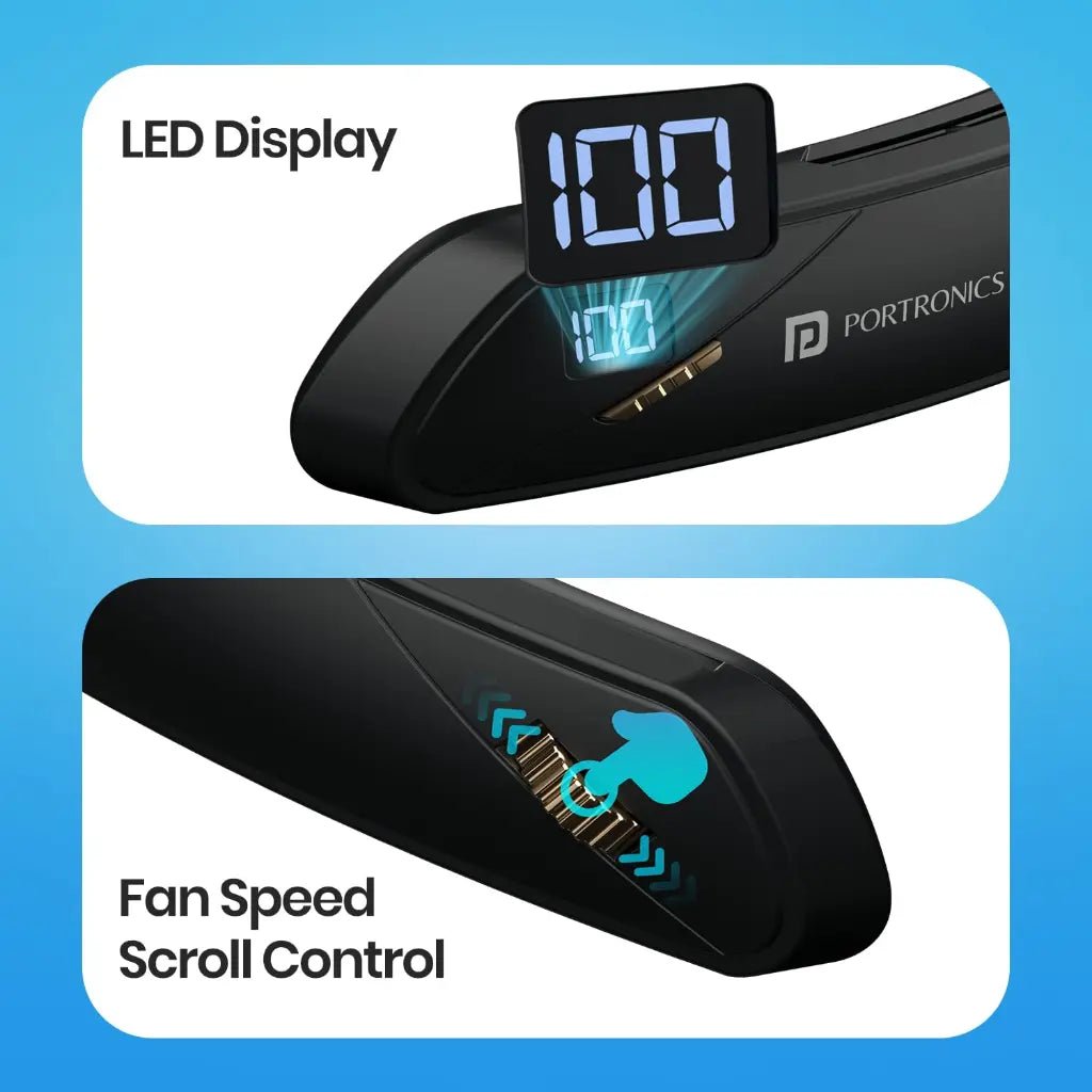 Portronics Cool Aid POR 2680 Portable Hands-Free Neckband Cooling Fan with 360-Degree Adjustable Airflow