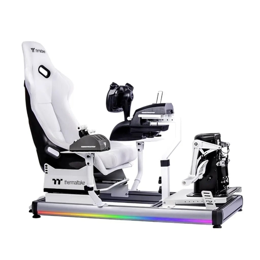 Thermaltake GF500 Snow White Aluminum Flight Simulator Cockpit with RGB Gaming Seat