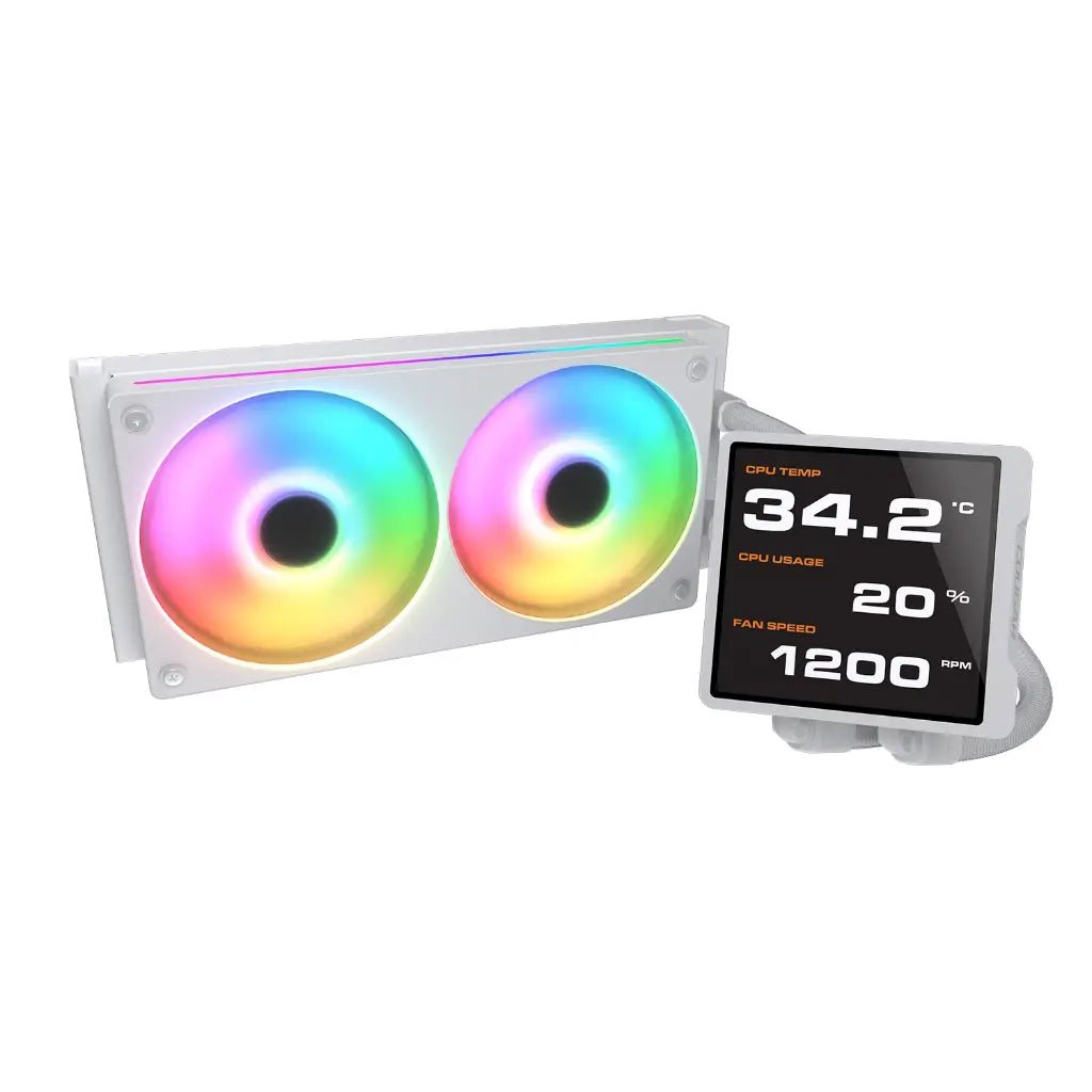 Cougar Poseidon Vistek Pro 360mm ARGB AIO Liquid CPU Cooler with 3.95-Inch IPS LCD Screen - White Edition
