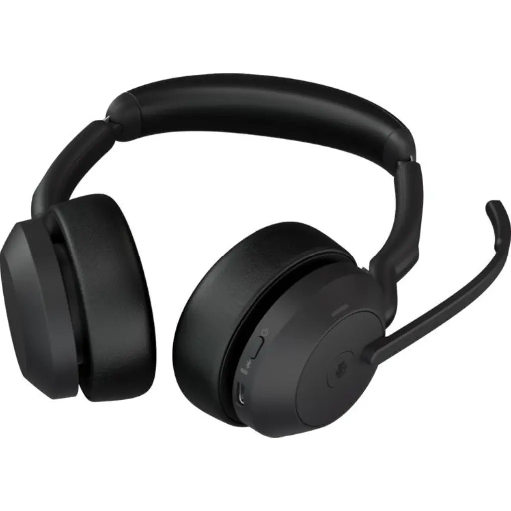 Jabra Evolve2 55 MS Stereo Wireless Bluetooth Headset with Charging Stand - Professional Noise-Canceling Office Headphones