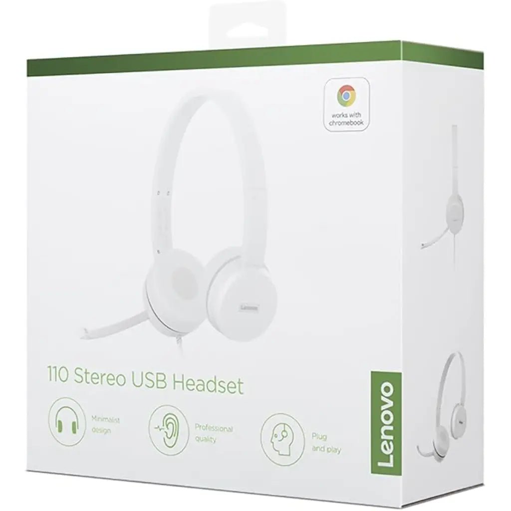 Lenovo 110 Stereo USB Headset with Rotatable Boom Microphone and Comfortable Memory-Foam Earcups
