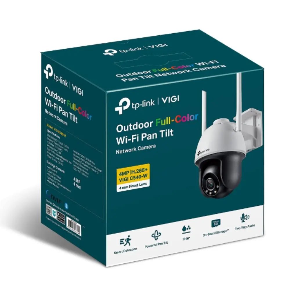 TP-Link VIGI C540W 4MP 4mm Outdoor Full-Color Wi-Fi Pan & Tilt Security Camera, IP66 Rated