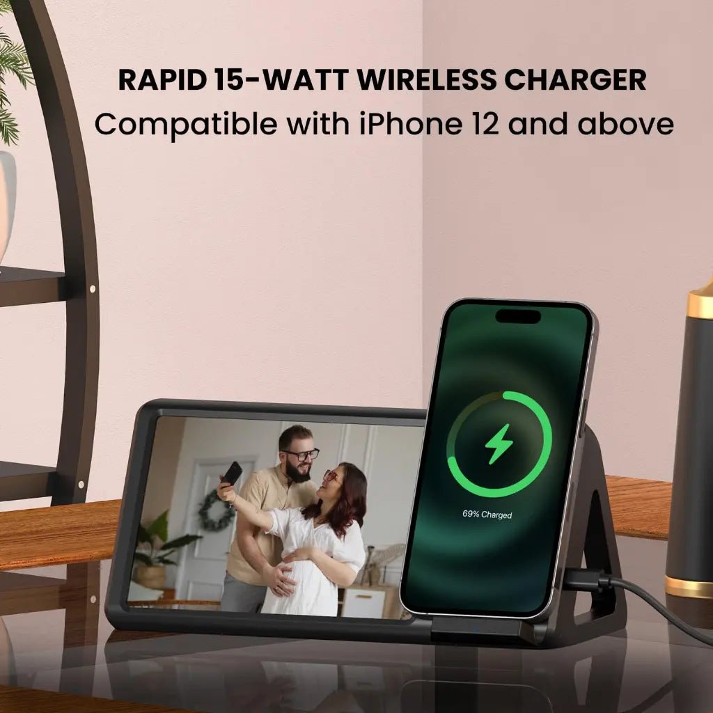 Portronics Freedom 5 (POR 2127) 15W Fast Wireless Charger with Integrated Photo Frame and Detachable Stand