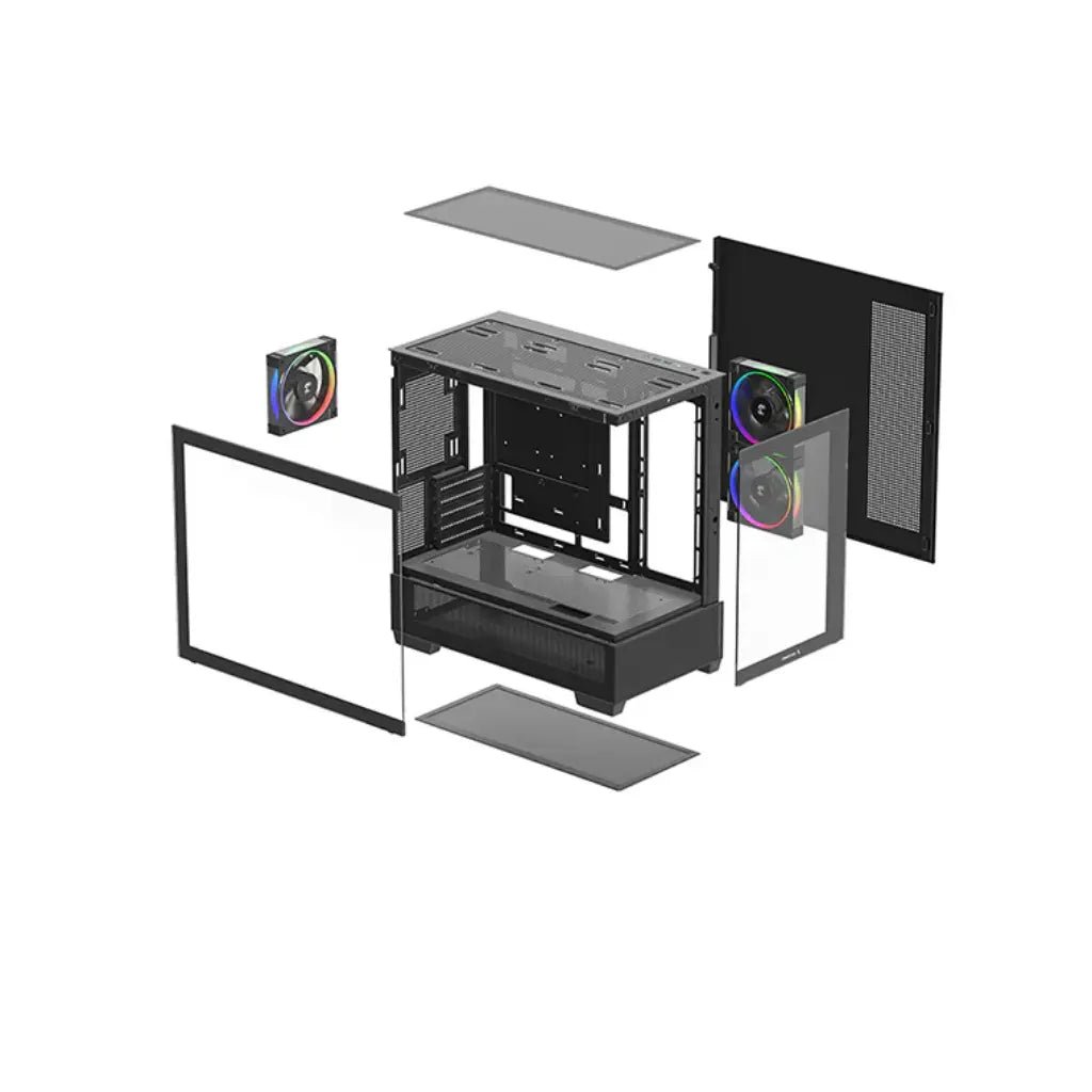 DeepCool CG380 3F Panoramic Dual-Tempered Glass Micro-ATX Mid-Tower Computer Case - Black