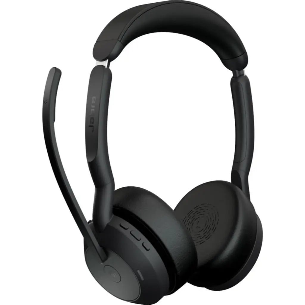 Jabra Evolve2 55 MS Stereo Wireless Bluetooth Headset with Charging Stand - Professional Noise-Canceling Office Headphones