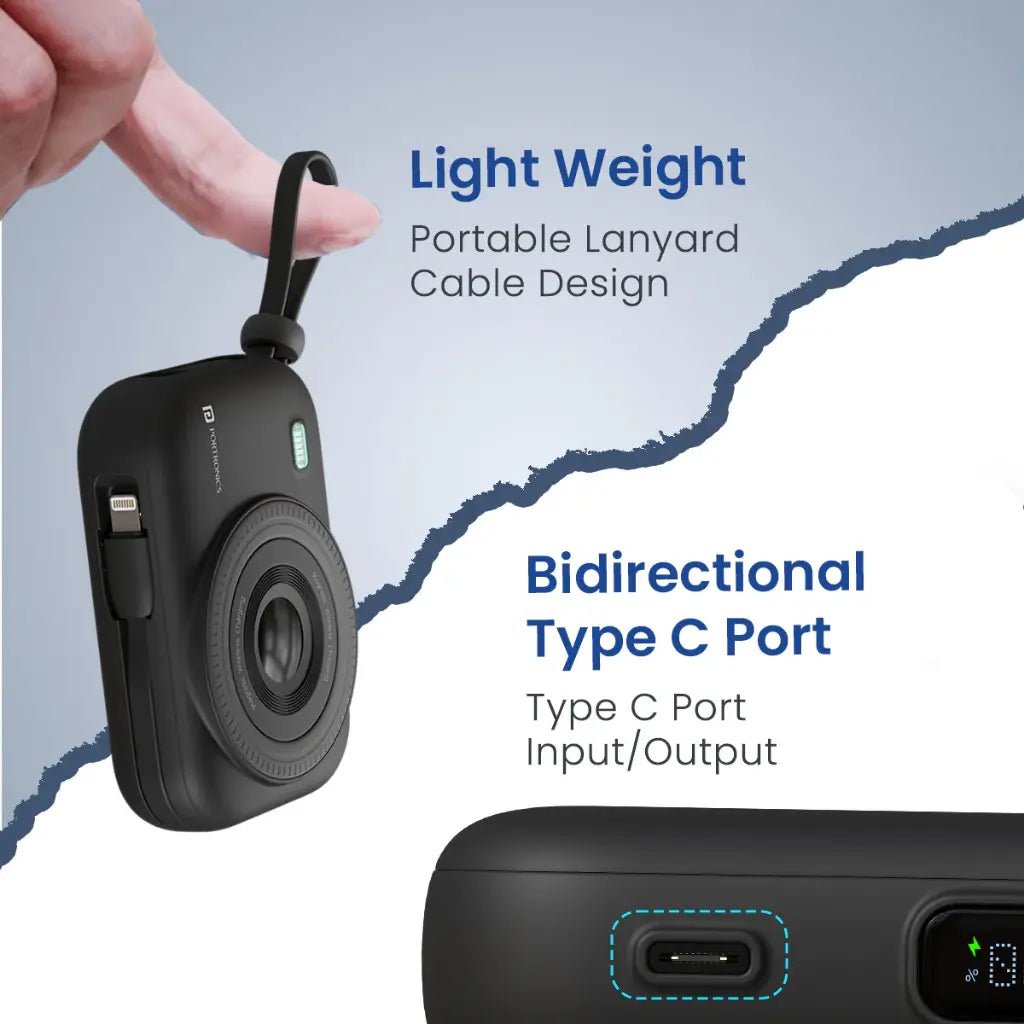 Portronics Power Shutter 10000mAh 22.5W Fast Charging Power Bank with Type-C Port (POR 2265)