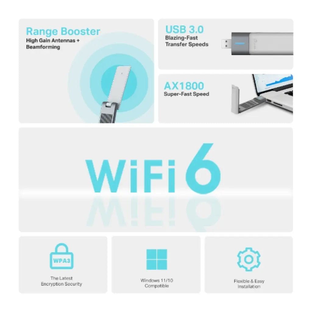 TP-Link Archer TX20UH AX1800 Dual-Band Wi-Fi 6 High-Gain Wireless USB Adapter