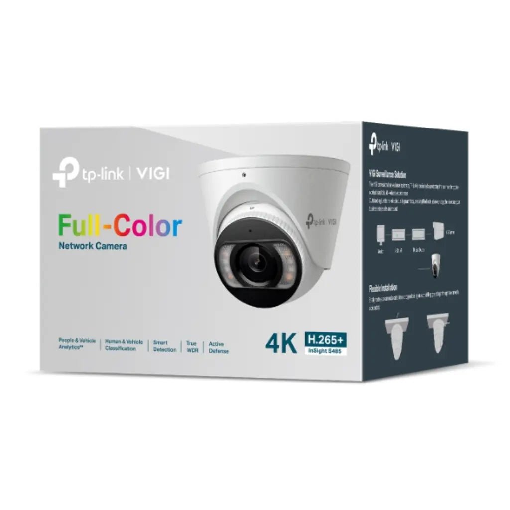 TP-Link VIGI InSight S485 8MP 4mm Full-Color Turret Network Security Camera with AI Analytics and IP67 Weatherproofing
